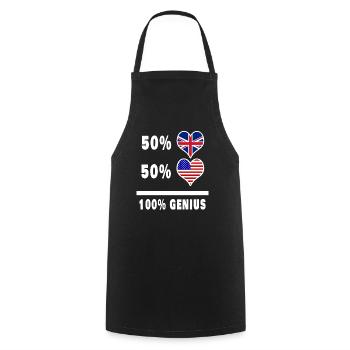 Drapeau 100% Genius des États-Unis et du Royaume-Uni - Tablier de cuisine - noir - Devant - AI Model Male 185 dark (185cm)