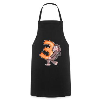 3 anniversaire 3 ans avec motif animal - trois - Tablier de cuisine - noir - Devant - AI Model Male 185 dark (185cm)