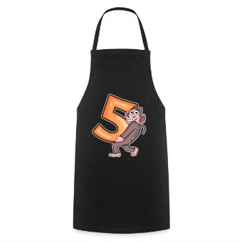5 Birthday 5 years old with animal motif - five - Cooking Apron - black - Front - AI Model Male 185 dark (185cm)