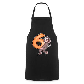 6 Anniversaire 6 ans avec motif animal - six - Tablier de cuisine - noir - Devant - AI Model Male 185 dark (185cm)