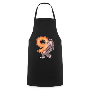 9 Birthday 9 years old with animal motif - nine - Cooking Apron - black - Front - AI Model Male 185 dark (185cm)