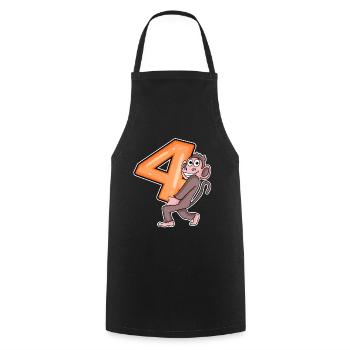 4 birthday 4 years old with animal motif - four - Cooking Apron - black - Front - AI Model Male 185 dark (185cm)