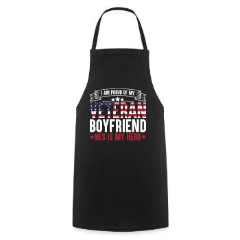 I'm proud of my veteran friend - Cooking Apron - black - Front - AI Model Male 185 dark (185cm)