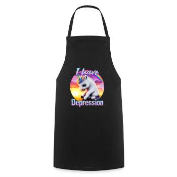 Depressed unicorn in sunset - Cooking Apron - black - Front - AI Model Male 185 dark (185cm)