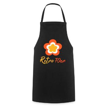 70er Jahre Blume Muster Retro - Kochschürze - Schwarz - Vorne - AI Model Male 185 dark (185cm)