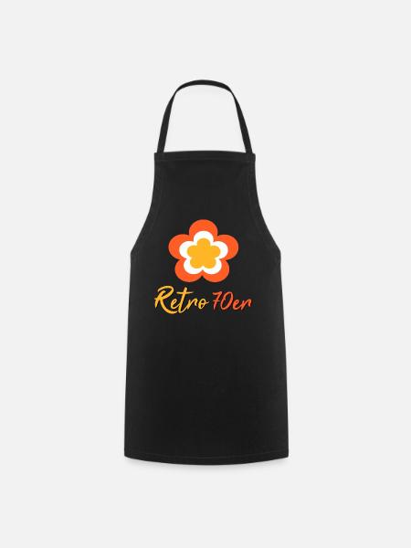 70er Jahre Blume Muster Retro - Kochschürze - Schwarz