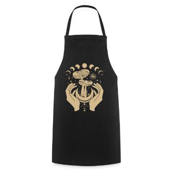 Boho Mushrooms Cottage Core Aesthetic Goblincore - Cooking Apron - black - Front - AI Model Male 185 dark (185cm)