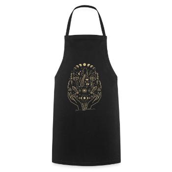 Boho Mushrooms Cottage Core Aesthetic Goblincore - Cooking Apron - black - Front - AI Model Male 185 dark (185cm)