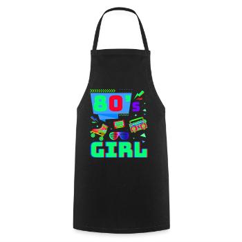 80s Retro CostumeTheme Party Costume 90s Party - Cooking Apron - black - Front - AI Model Male 185 dark (185cm)