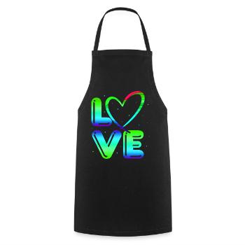 80s Retro CostumeTheme Party Costume 90s Party - Cooking Apron - black - Front - AI Model Male 185 dark (185cm)