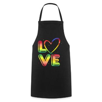 80s Retro CostumeTheme Party Costume 90s Party - Cooking Apron - black - Front - AI Model Male 185 dark (185cm)