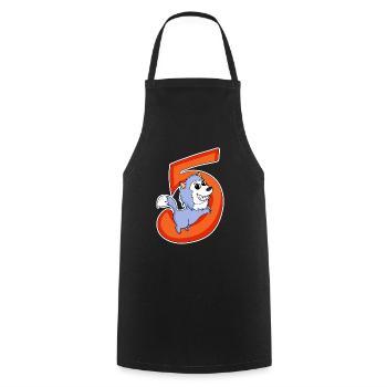 5 Birthday 5 Year Old with Animal Motif - Five - Cooking Apron - black - Front - AI Model Male 185 dark (185cm)