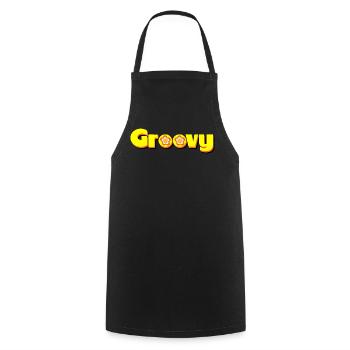 Groovy 70s Flower Blossom - Cooking Apron - black - Front - AI Model Male 185 dark (185cm)