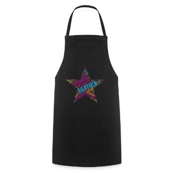 LGBTQIA+ Star Word Cloud Lgbt Gay Pride T-Shirt - Cooking Apron - black - Front - AI Model Male 185 dark (185cm)