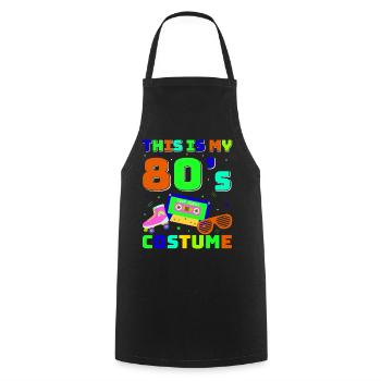 80s Retro CostumeTheme Party Costume 90s Party - Cooking Apron - black - Front - AI Model Male 185 dark (185cm)
