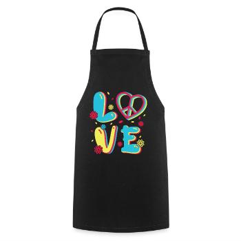 80s Retro CostumeTheme Party Costume 90s Party - Cooking Apron - black - Front - AI Model Male 185 dark (185cm)