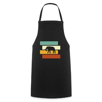 Elefant Retro - Kochschürze - Schwarz - Vorne - AI Model Male 185 dark (185cm)