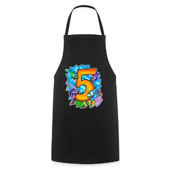5 Birthday 5 years old with animal motif - five - Cooking Apron - black - Front - AI Model Male 185 dark (185cm)