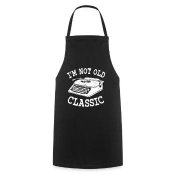 Vintage Typewriter - Cooking Apron - black - Front - AI Model Male 185 dark (185cm)
