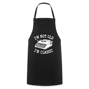 Vintage Typewriter - Cooking Apron - black - Front - AI Model Male 185 dark (185cm)