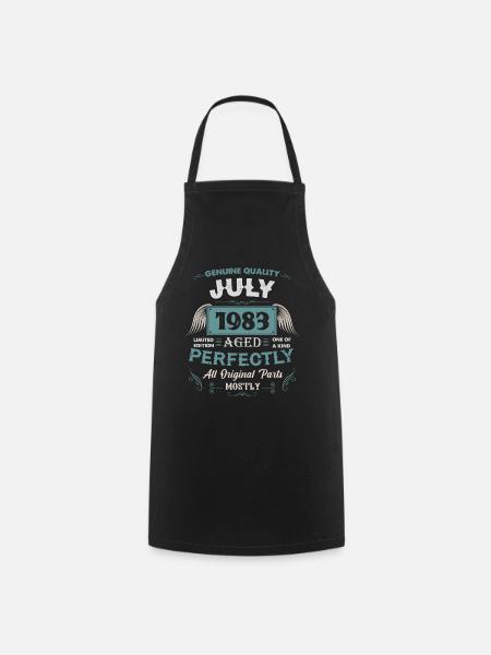 July 1983 Vintage Birthday Gift - Cooking Apron - black
