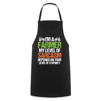 I'm a farmer, my sarcasm depends on - Cooking Apron - black - Front - AI Model Male 185 dark (185cm)