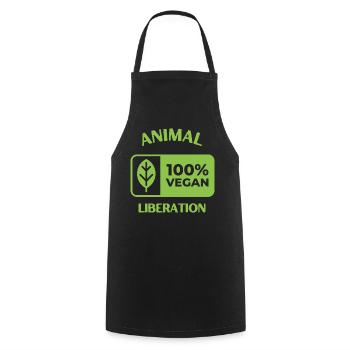 Animal Liberation, vegan - Kochschürze - Schwarz - Vorne - AI Model Male 185 dark (185cm)