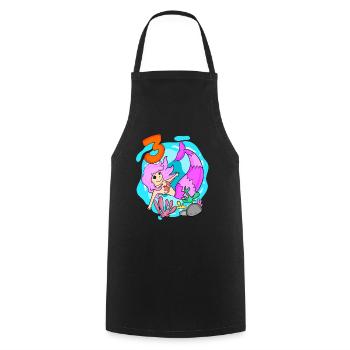 Girl 3 years old 3rd birthday mermaid - Cooking Apron - black - Front - AI Model Male 185 dark (185cm)