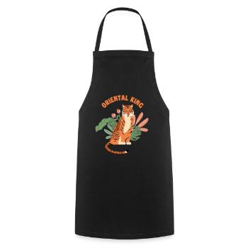 Oriental King Big Cat King Tiger Siberian - Cooking Apron - black - Front - AI Model Male 185 dark (185cm)