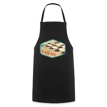 Vue de la plage de Cascais au Portugal - Tablier de cuisine - noir - Devant - AI Model Male 185 dark (185cm)
