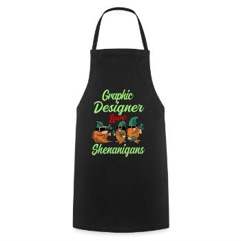 Graphic Designer St. Patrick's Day - Cooking Apron - black - Front - AI Model Male 185 dark (185cm)