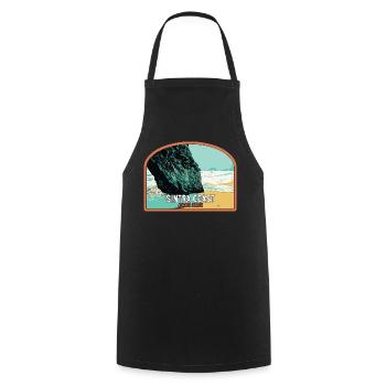 Illustration of Adraga Beach, Sintra Portugal - Cooking Apron - black - Front - AI Model Male 185 dark (185cm)