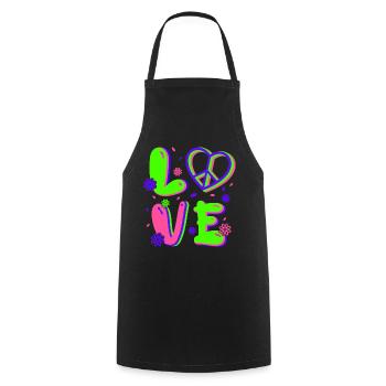 80s Retro CostumeTheme Party Costume 90s Party - Cooking Apron - black - Front - AI Model Male 185 dark (185cm)
