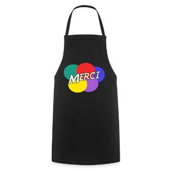MAÎTRESSE. MERCI. MERCI MAÎTRESSE - Tablier de cuisine - noir - Devant - AI Model Male 185 dark (185cm)