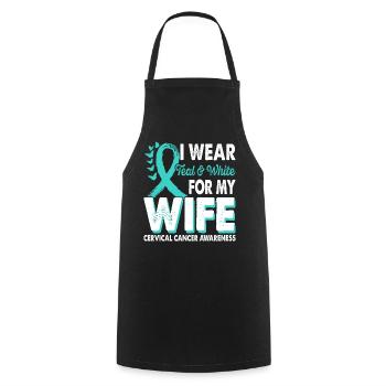 Portez sarcelle & blanc pour le mois du - Tablier de cuisine - noir - Devant - AI Model Male 185 dark (185cm)