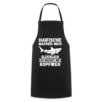 Fische Haifisch - Kochschürze - Schwarz - Vorne - AI Model Male 185 dark (185cm)