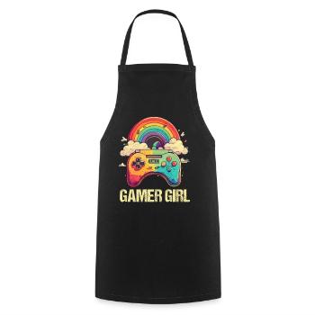 Gaming Konsole PC Zockerin Mädchen Gamer Girl - Kochschürze - Schwarz - Vorne - AI Model Male 185 dark (185cm)