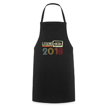 Cassette vintage anniversaire 2018 - Tablier de cuisine - noir - Devant - AI Model Male 185 dark (185cm)