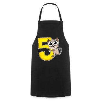 5 Birthday 5 years old with animal motif - five - Cooking Apron - black - Front - AI Model Male 185 dark (185cm)
