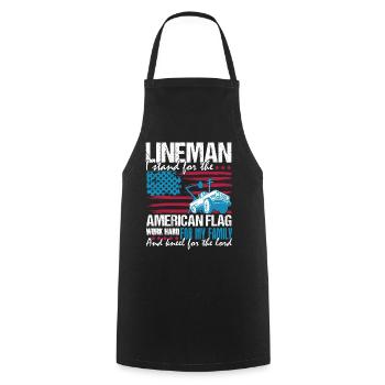 Lineman Lineman I Work Hard For Family - Cooking Apron - black - Front - AI Model Male 185 dark (185cm)