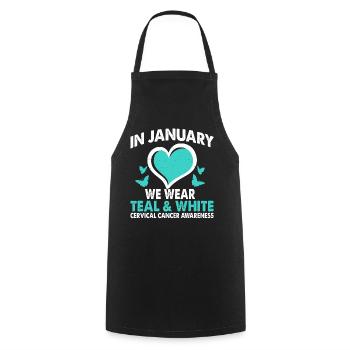 En janvier, nous portons Teal & White - Tablier de cuisine - noir - Devant - AI Model Male 185 dark (185cm)