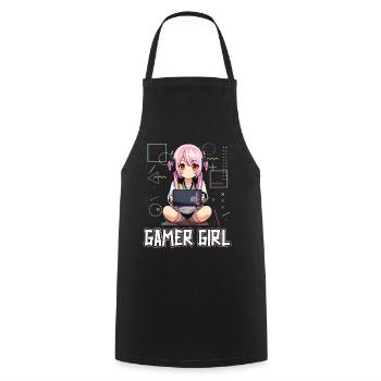Gaming Konsole PC Zockerin Mädchen Gamer Girl - Kochschürze - Schwarz - Vorne - AI Model Male 185 dark (185cm)