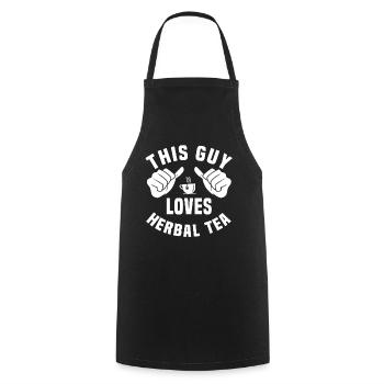 This guy loves herbal tea - Cooking Apron - black - Front - AI Model Male 185 dark (185cm)