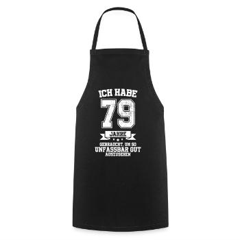 79. Geburtstag Geschenk Habe 79 Jahre Gebraucht - Kochschürze - Schwarz - Vorne - AI Model Male 185 dark (185cm)