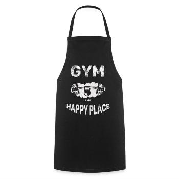 Gym is my happy placeSport Therapy Fitness - Cooking Apron - black - Front - AI Model Male 185 dark (185cm)