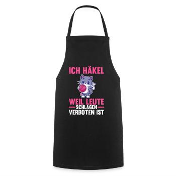 Stricken Nähen Katze Häkeln - Kochschürze - Schwarz - Vorne - AI Model Male 185 dark (185cm)
