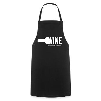 WINE Keep Calm & Drink Wine - Kochschürze - Schwarz - Vorne - AI Model Male 185 dark (185cm)