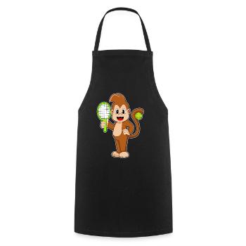 Raquette de tennis de tennis de singe - Tablier de cuisine - noir - Devant - AI Model Male 185 dark (185cm)