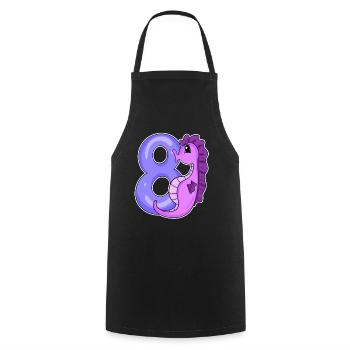 8e anniversaire Motif Seahorse - huit ans - Tablier de cuisine - noir - Devant - AI Model Male 185 dark (185cm)