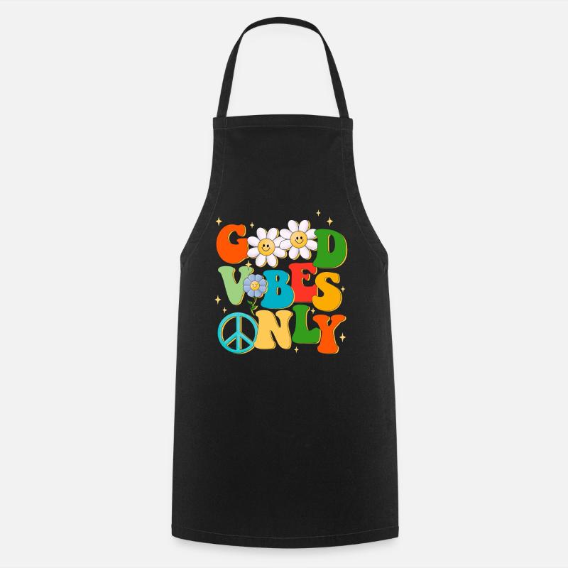good vibes, peace and love, summer - Tablier de cuisine - noir